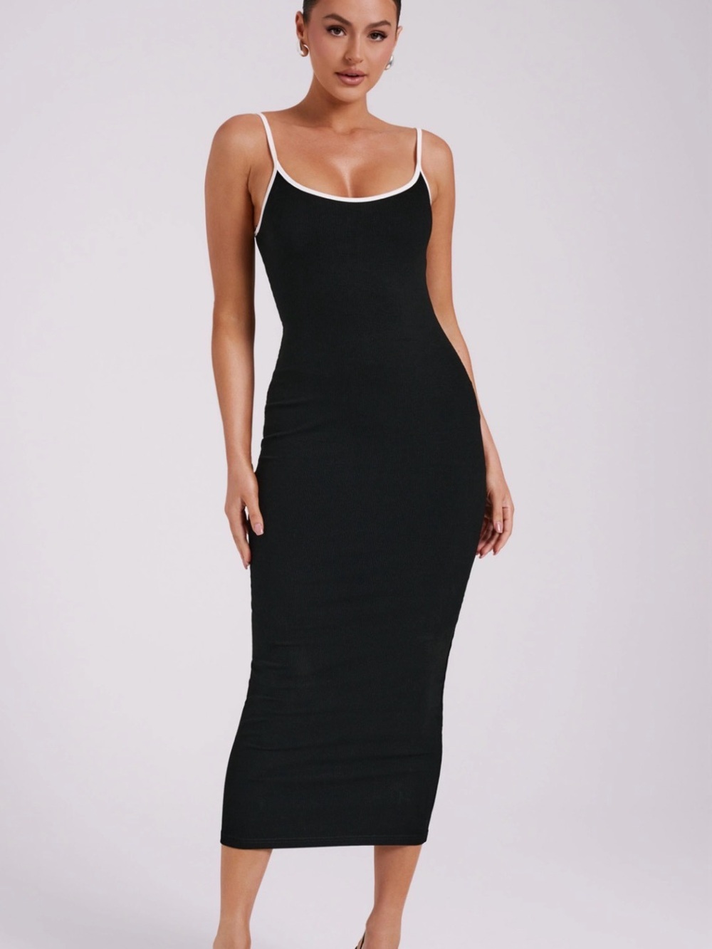 Meshki - Alexis ribbed contrast midi dress